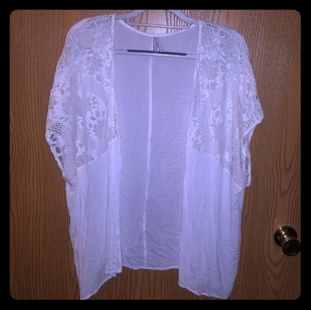Vanity White Sheer Cardigan with Lace